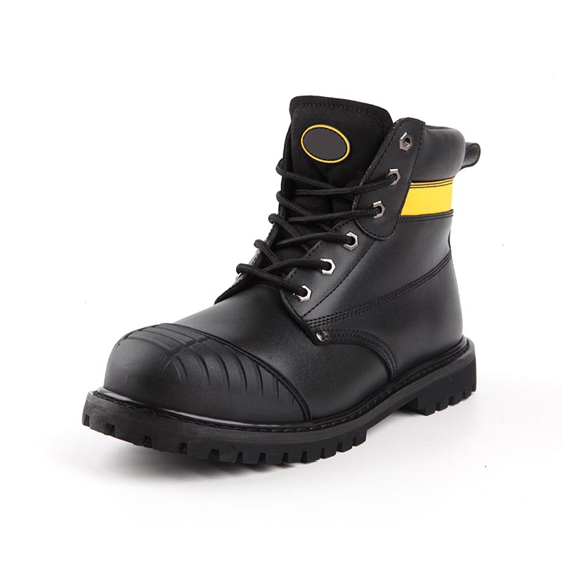Mid-Cut Full-Grain Smooth Leather Construction Safety Shoes