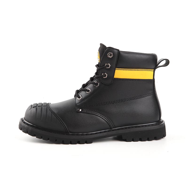 Mid-Cut Full-Grain Smooth Leather Construction Safety Shoes