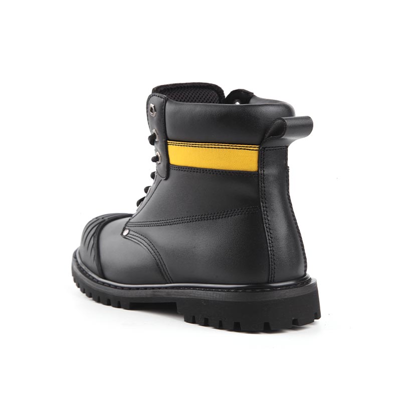 Mid-Cut Full-Grain Smooth Leather Construction Safety Shoes